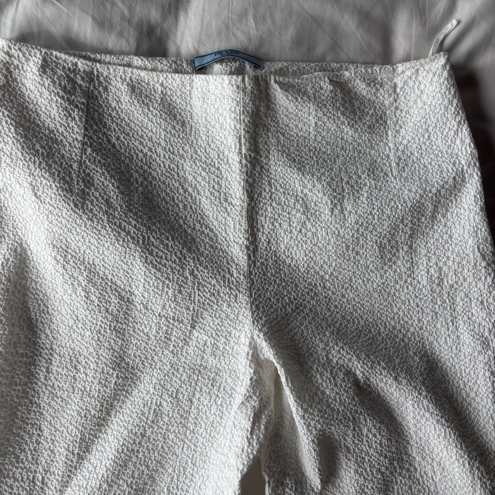 Prada White Textured Pants